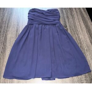 BCX Dress Strapless Navy Blue Ruched Chiffon Fit & Flare Party Dress Size 3